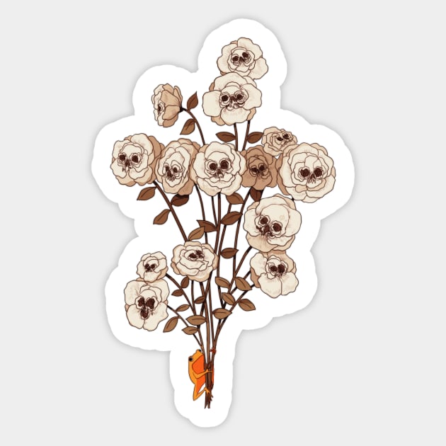 frog holding a bouquet of flowers Sticker by ungfio